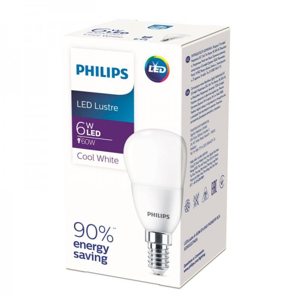  Лампа светодиодная Ecohome LEDLustre 6-60W E14 840 P45NDFR Philips 929002274037 