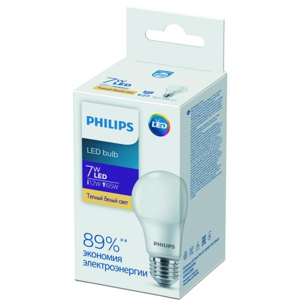  Лампа светодиодная Ecohome LED Bulb 7W E27 3000К 1PF Philips 929002298967 