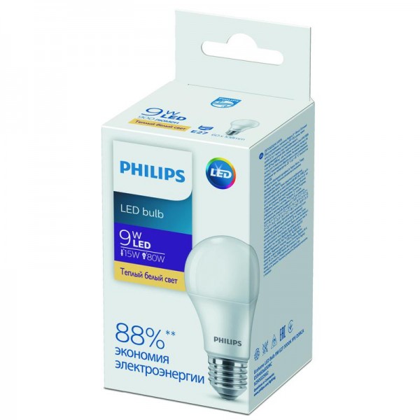  Лампа светодиодная Ecohome LED Bulb 9W E27 3000К 1PF Philips 929002299267 