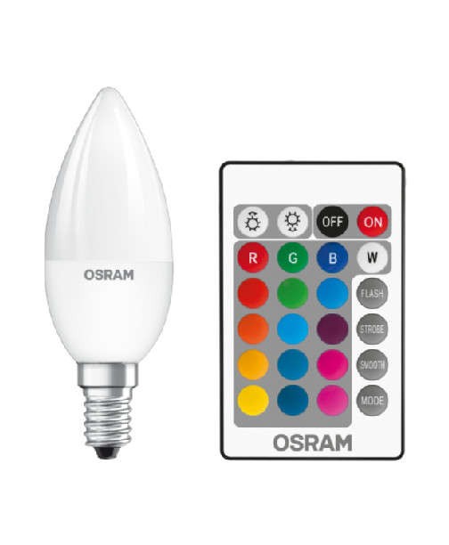  Лампа светодиодная LED STAR+ DIM с пультом B 25 4.5W/827 свеча 4.5Вт 2700К тепл. бел. E14 250лм 220-240В мат. пласт. OSRAM 4058075045736 