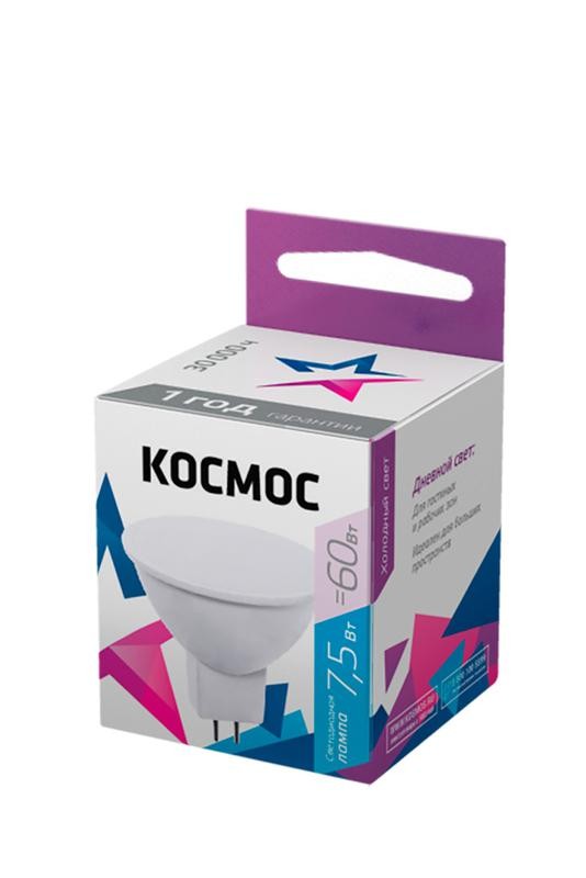  Лампа светодиодная JCDR 7.5Вт GU5.3 6500К 220В Космос LkecLED7.5wJCDRC65 