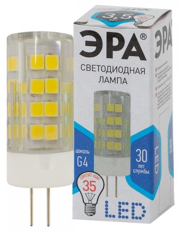  Лампа светодиодная JC-3.5w-220V-corn ceramics-840-G4 280лм ЭРА Б0027856 