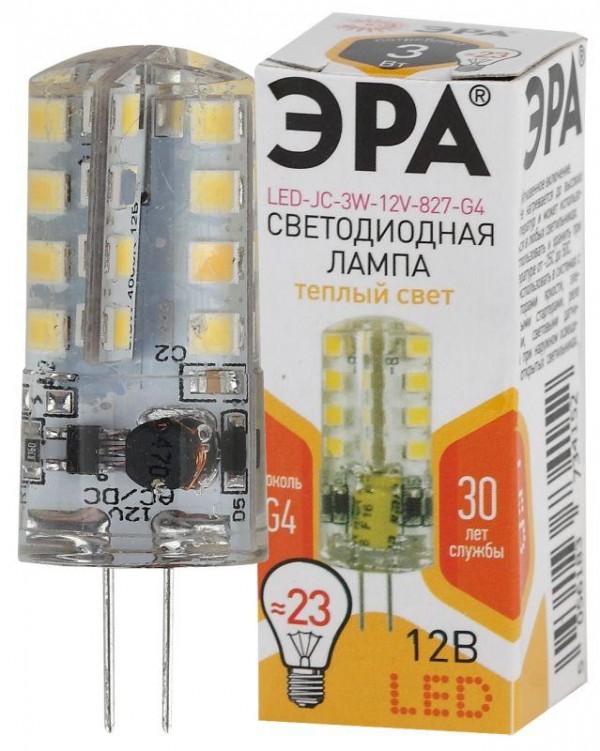  Лампа светодиодная LED-JC-3W-12V-827-G4 240лм ЭРА Б0033193 