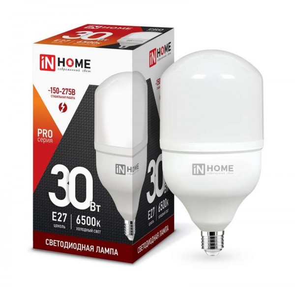  Лампа светодиодная LED-HP-PRO 30Вт 230В 6500К E27 2700лм IN HOME 4690612031088 