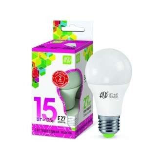  Лампа светодиодная LED-A60-standard 15Вт грушевидная 230В E27 6500К 1350лм ASD 4690612014203 