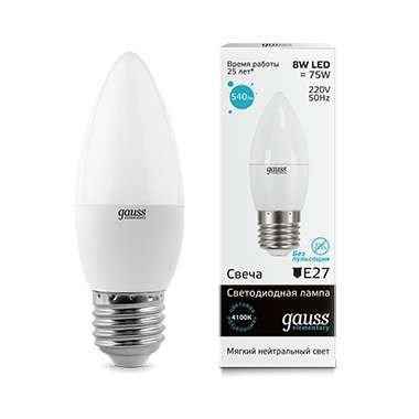  Лампа светодиодная Elementary Candle E27 8Вт 4100К Gauss 33228 