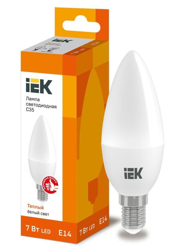  Лампа светодиодная ECO C35 7Вт свеча 3000К E14 230В ИЭК LLE-C35-7-230-30-E14 