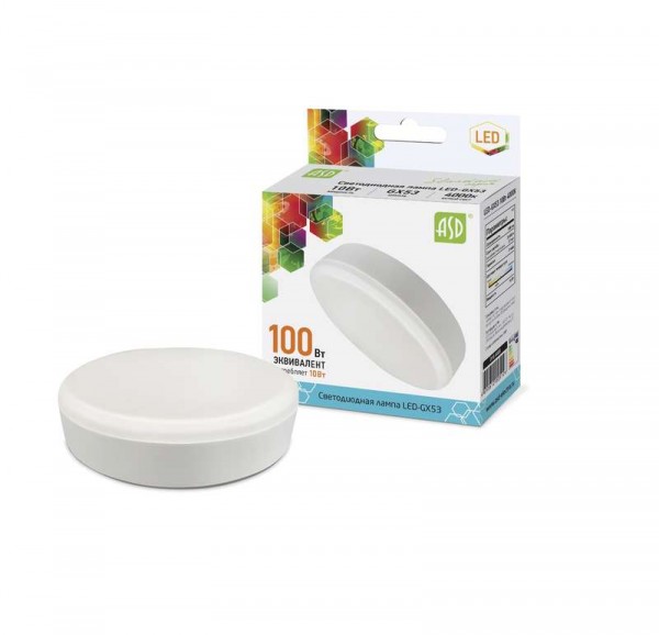  Лампа светодиодная LED-GX53-standard 10Вт таблетка 4000К бел. GX53 900лм 160-260В ASD 4690612005126 
