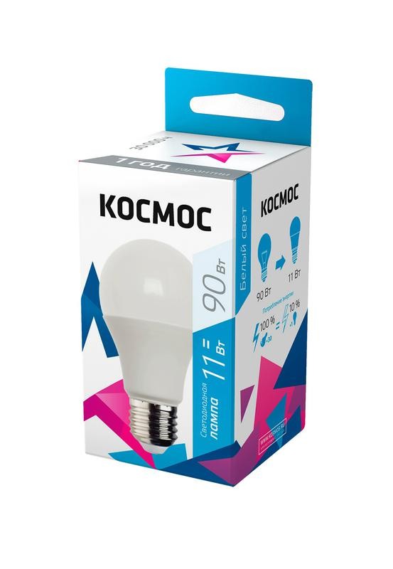  Лампа светодиодная A60 11Вт 4500К E27 220В КОСМОС LkecLED11wA60E2745 