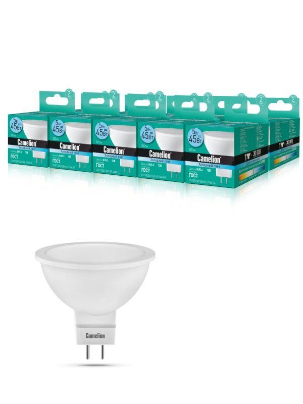  Лампа светодиодная LED5-MR16/845/GU5.3 5Вт 4500К бел. GU5.3 385лм 12В Camelion 12026 