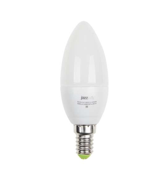  Лампа светодиодная PLED-ECO-C37 5Вт свеча 3000К тепл. бел. E27 400лм 230В JazzWay 2855312A 
