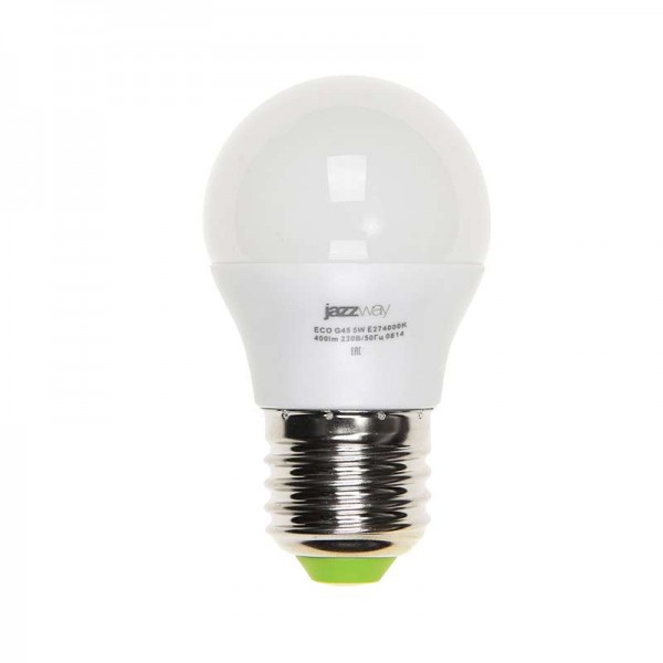  Лампа светодиодная PLED-ECO-G45 5Вт шар 4000К бел. E27 400лм 220-240В JazzWay 1036988A 