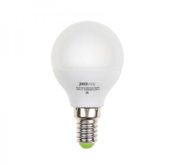  Лампа светодиодная PLED-ECO-G45 5Вт шар 4000К бел. E14 400лм 220-240В JazzWay 1036926A 
