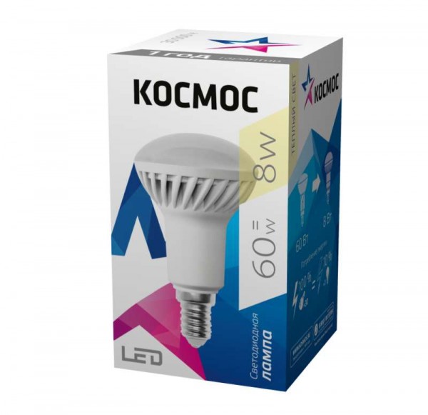  Лампа светодиодная R50 8Вт 220В E14 3000К Космос Lksm_LED8wR50E1430 