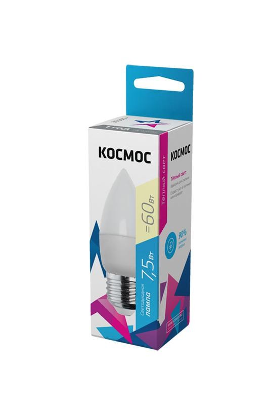  Лампа светодиодная CN 7.5Вт 220В E27 3000К Космос LkecLED7.5wCNE2730 