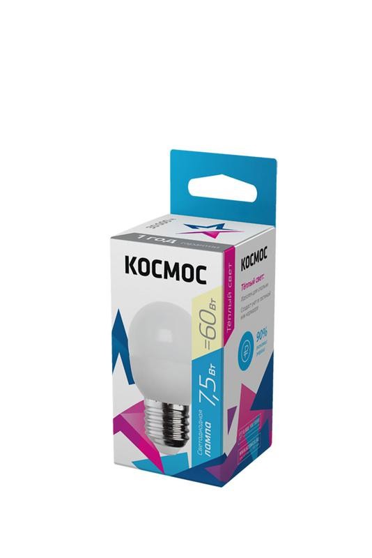  Лампа светодиодная GL45 7.5Вт 220В E27 3000К Космос LkecLED7.5wGL45E2730 