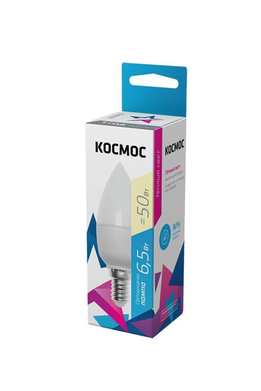  Лампа светодиодная CN 6.5Вт 220В E14 3000К Космос LkecLED6.5wCNE1430 