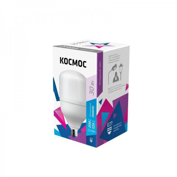  Лампа светодиодная высокомощная 30Вт 6500К E27 Космос LksmHWLED30WE2765 