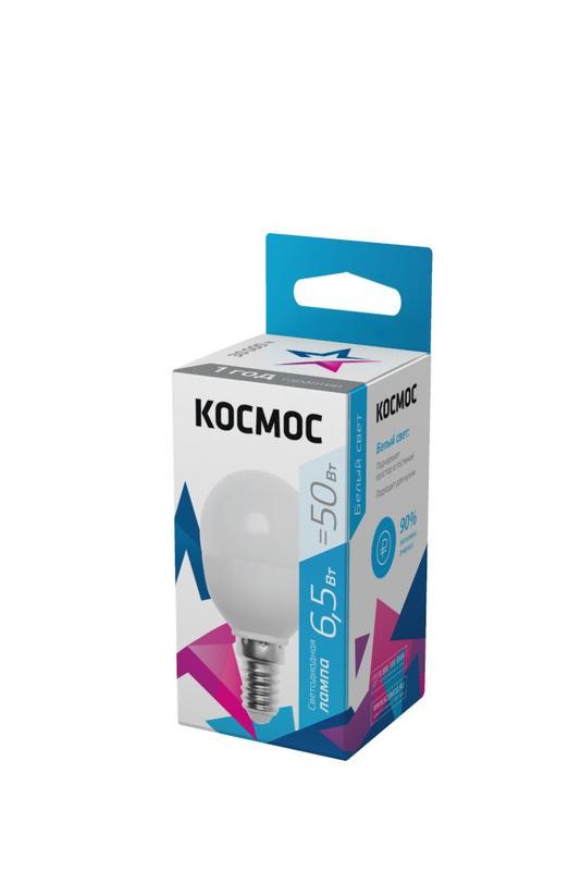  Лампа светодиодная GL45 6.5Вт 220В E14 4500К Космос LkecLED6.5wGL45E1445 