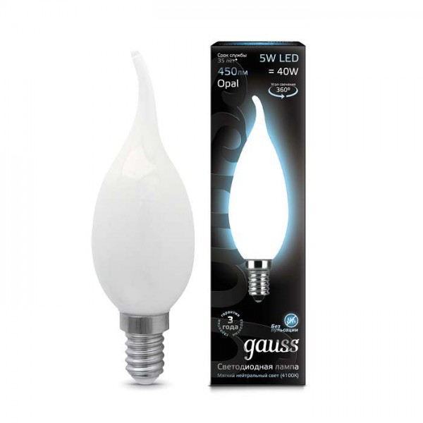  Лампа светодиодная Black Filament Свеча на ветру E14 5Вт 4100К OPAL Gauss 104201205 