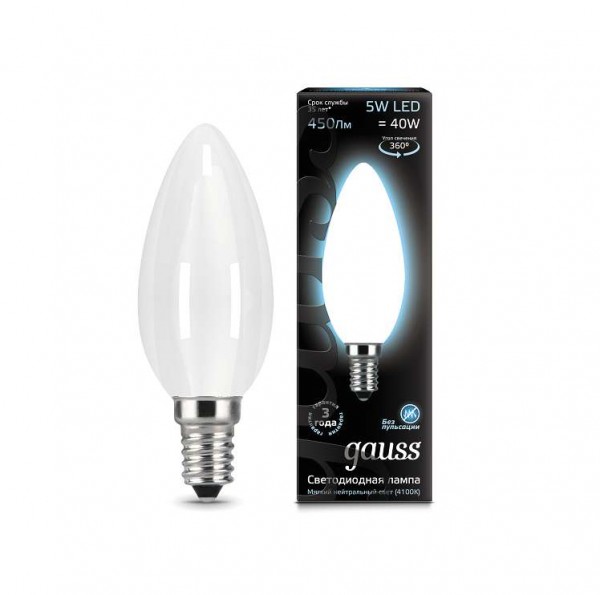  Лампа светодиодная Black Filament Свеча E14 5Вт 4100К OPAL Gauss 103201205 