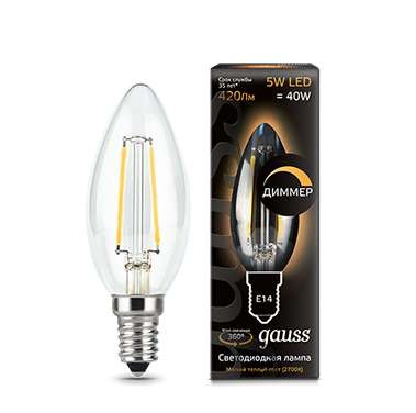  Лампа светодиодная Black Filament Candle dimmable E14 5Вт 2700К Gauss 103801105-D 
