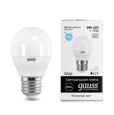  Лампа светодиодная Elementary Globe 8Вт E27 6500К Gauss 53238 