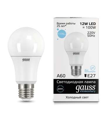  Лампа светодиодная Elementary A60 12Вт E27 6500К Gauss 23232 