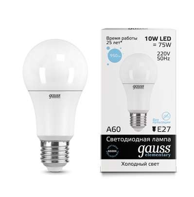  Лампа светодиодная Elementary A60 10Вт E27 6500К Gauss 23230 