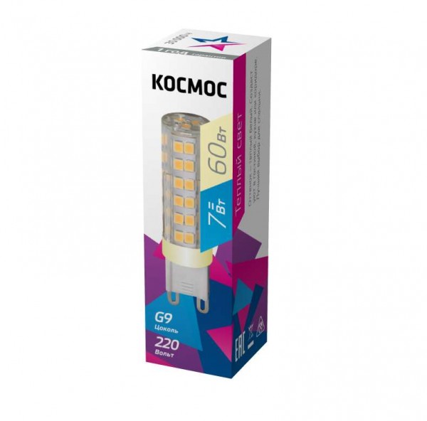  Лампа светодиодная 7Вт 220В G9 3000К КОСМОС LksmLED7WG9C3000pc 