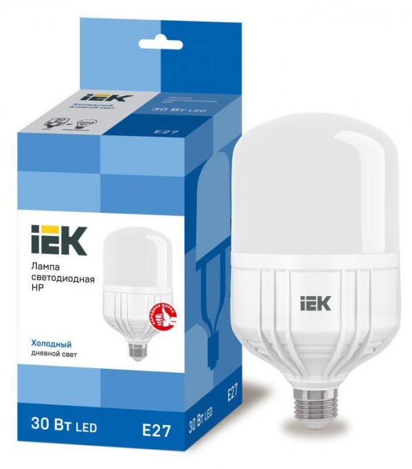  Лампа светодиодная HP 30Вт 230В 6500К E27 ИЭК LLE-HP-30-230-65-E27 