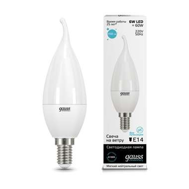  Лампа светодиодная Elementary Candle Tailed E14 6Вт 4100К Gauss 34126 