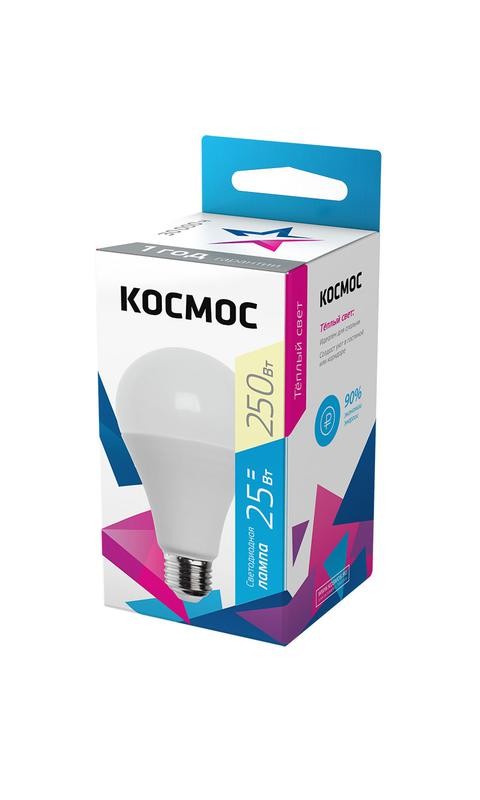  Лампа светодиодная A65 25Вт 3000К E27 220В КОСМОС LkecLED25wA65E2730 