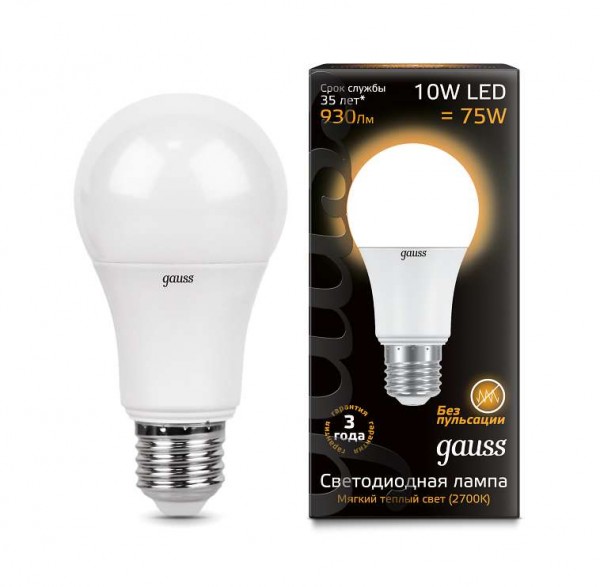  Лампа светодиодная Black A60 10Вт E27 3000К Gauss 102502110 