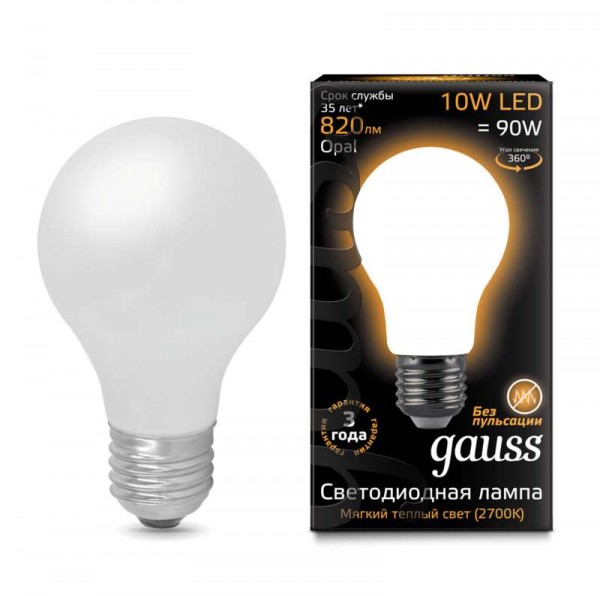 Лампа светодиодная Black Filament A60 E27 10Вт 2700К OPAL Gauss 102202110 
