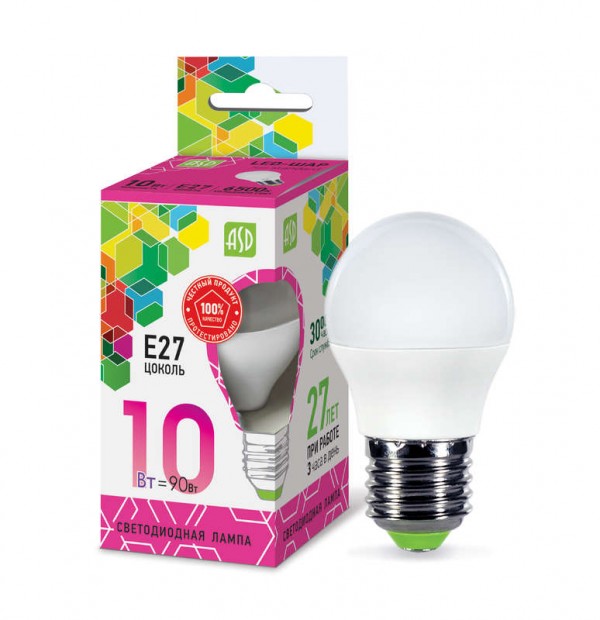  Лампа светодиодная LED-ШАР-standard 10Вт 230В E27 6500К 900Лм ASD 4690612015491 