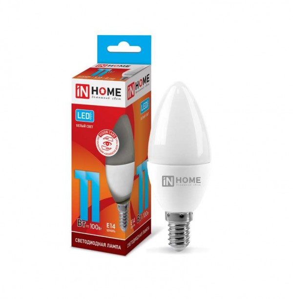  Лампа светодиодная LED-СВЕЧА-VC 11Вт 230В E14 4000К 990лм IN HOME 4690612020471 