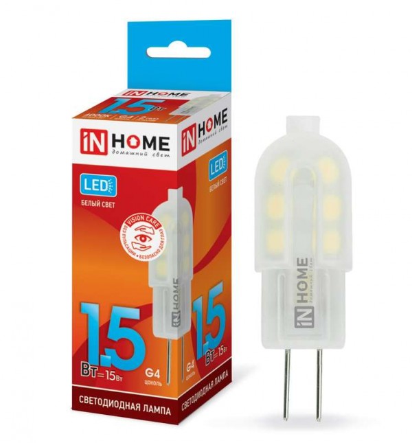  Лампа светодиодная LED-JC-VC 1.5Вт 12В G4 4000К 95лм IN HOME 4690612019758 