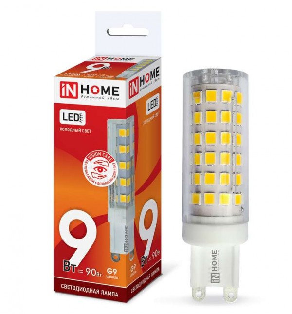  Лампа светодиодная LED-JCD-VC 9Вт 230В G9 4000К 810Лм IN HOME 4690612019932 