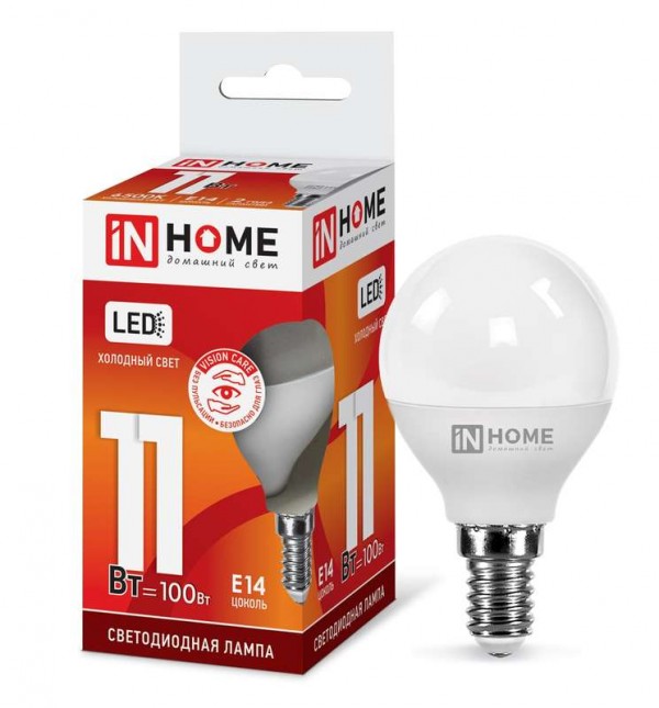  Лампа светодиодная LED-ШАР-VC 11Вт 230В E14 6500К 990лм IN HOME 4690612024929 
