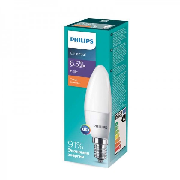  Лампа светодиодная ESSLED Candle 6.5-75Вт E14 827 B35ND RCA Philips 929001886507 / 871869681685100 