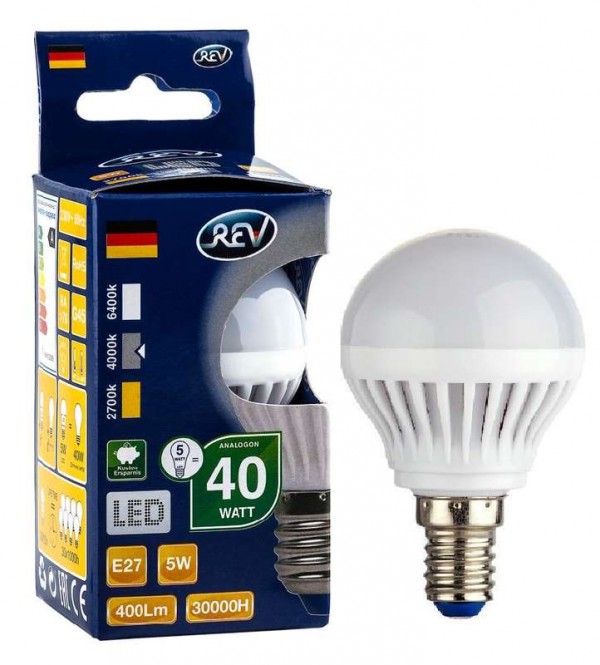  Лампа светодиодная LED-G45-E27-5Вт-4000K 5Вт шар 4000К бел. E27 375лм 180-240В REV 32263 4 
