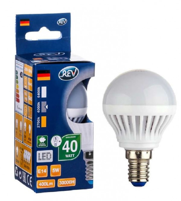  Лампа светодиодная LED-G45-E14-5Вт-4000K 5Вт шар 4000К бел. E14 375лм 180-240В REV 32261 0 