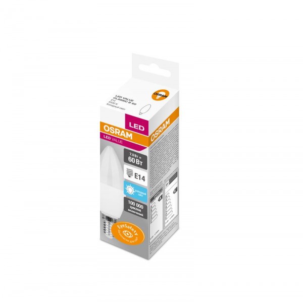  Лампа светодиодная VALUE CLB60 7W/865 230В FR E14 OSRAM 4058075479777 