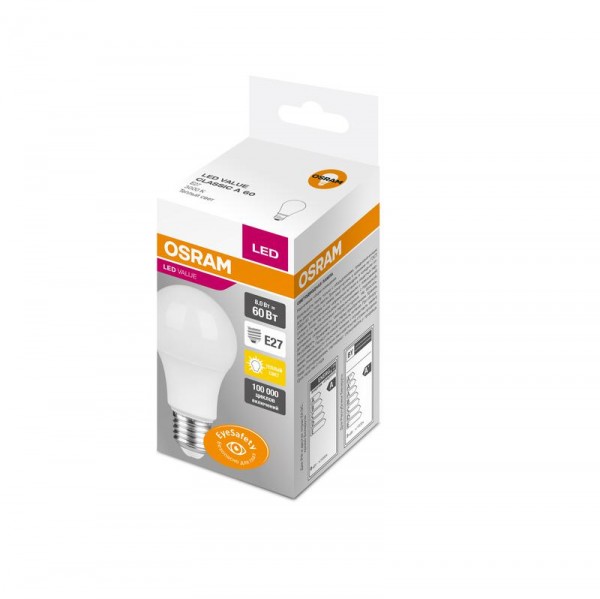  Лампа светодиодная VALUE CLA60 8W/830 230В FR E27 OSRAM 4058075479593 