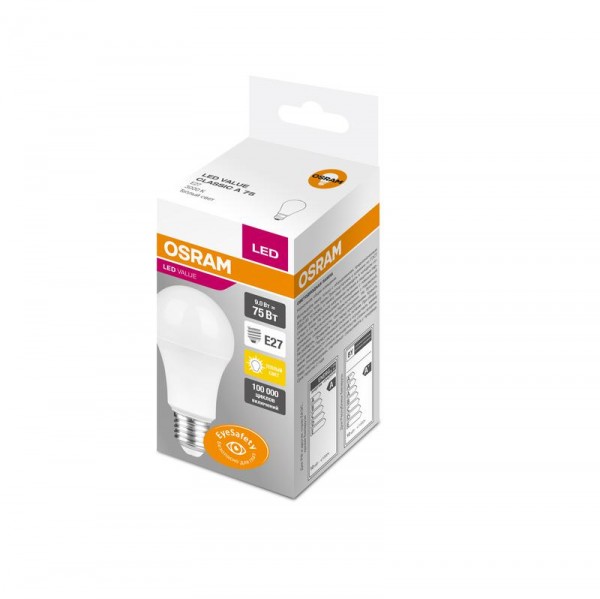  Лампа светодиодная VALUE CLA75 9W/830 230В FR E27 OSRAM 4058075479975 
