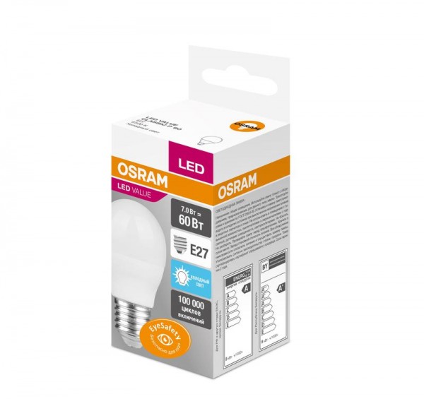  Лампа светодиодная VALUE CLP60 7W/865 230В FR E27 OSRAM 4058075479562 