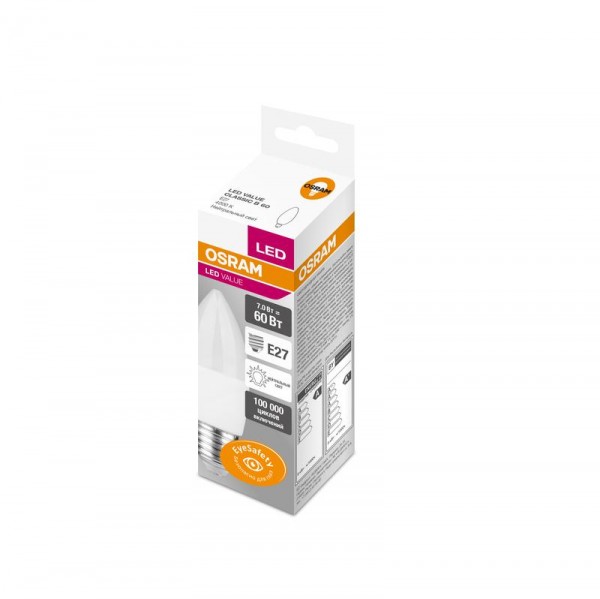  Лампа светодиодная VALUE CLB60 7W/840 230В FR E27 OSRAM 4058075479838 