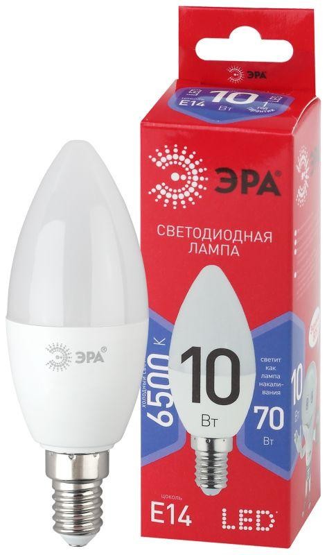  Лампа светодиодная B35-10W-865-E14 R (диод свеча 10Вт хол E14) (10/100/3500) ЭРА Б0045337 