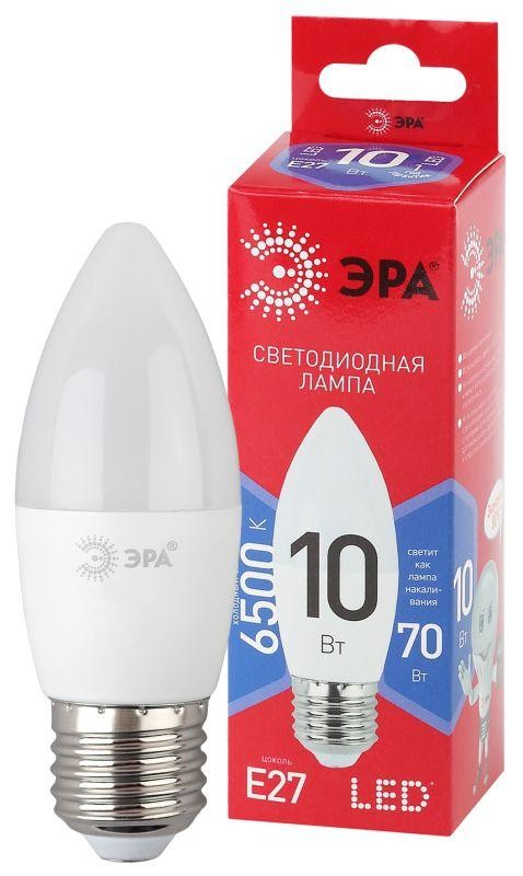  Лампа светодиодная B35-10W-865-E27 R (диод свеча 10Вт хол E27) (10/100/3500) ЭРА Б0045338 